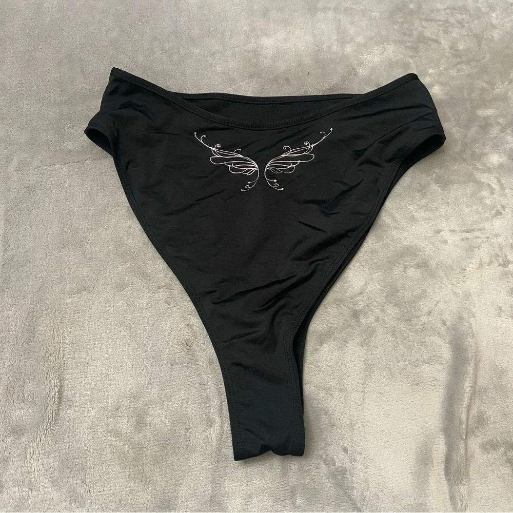 NEW Frankies Bikinis Victorias Secret butterfly Bikini Bottom Black 10759